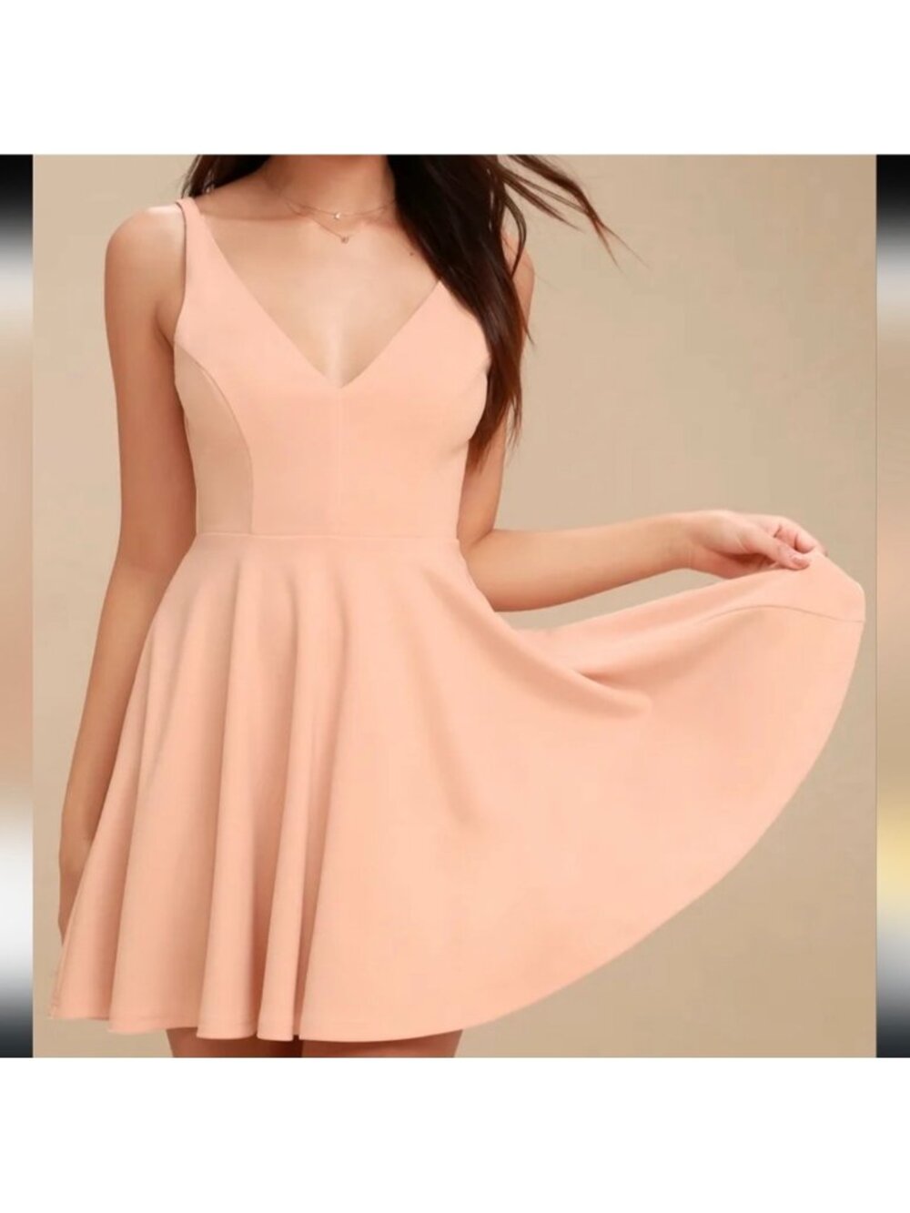 Lulus Baby Pink Darling Delight V Neck Mini Sleeveless Skater Dress